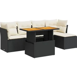 Zestaw mebli ogrodowych czarny technorattan komplet wypoczynkowy na ogród