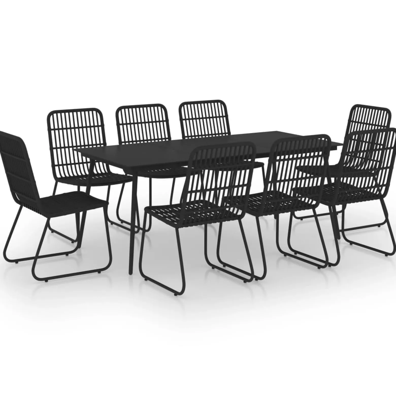 Zestaw mebli ogrodowych Czarny 190 cm table length Technorattan vidaXL