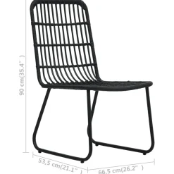 Zestaw mebli ogrodowych Czarny 190 cm table length Technorattan vidaXL