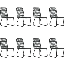 Zestaw mebli ogrodowych Czarny 190 cm table length Technorattan vidaXL