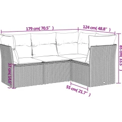 Zestaw mebli ogrodowych czarny technorattan komplet mebli na taras balkon