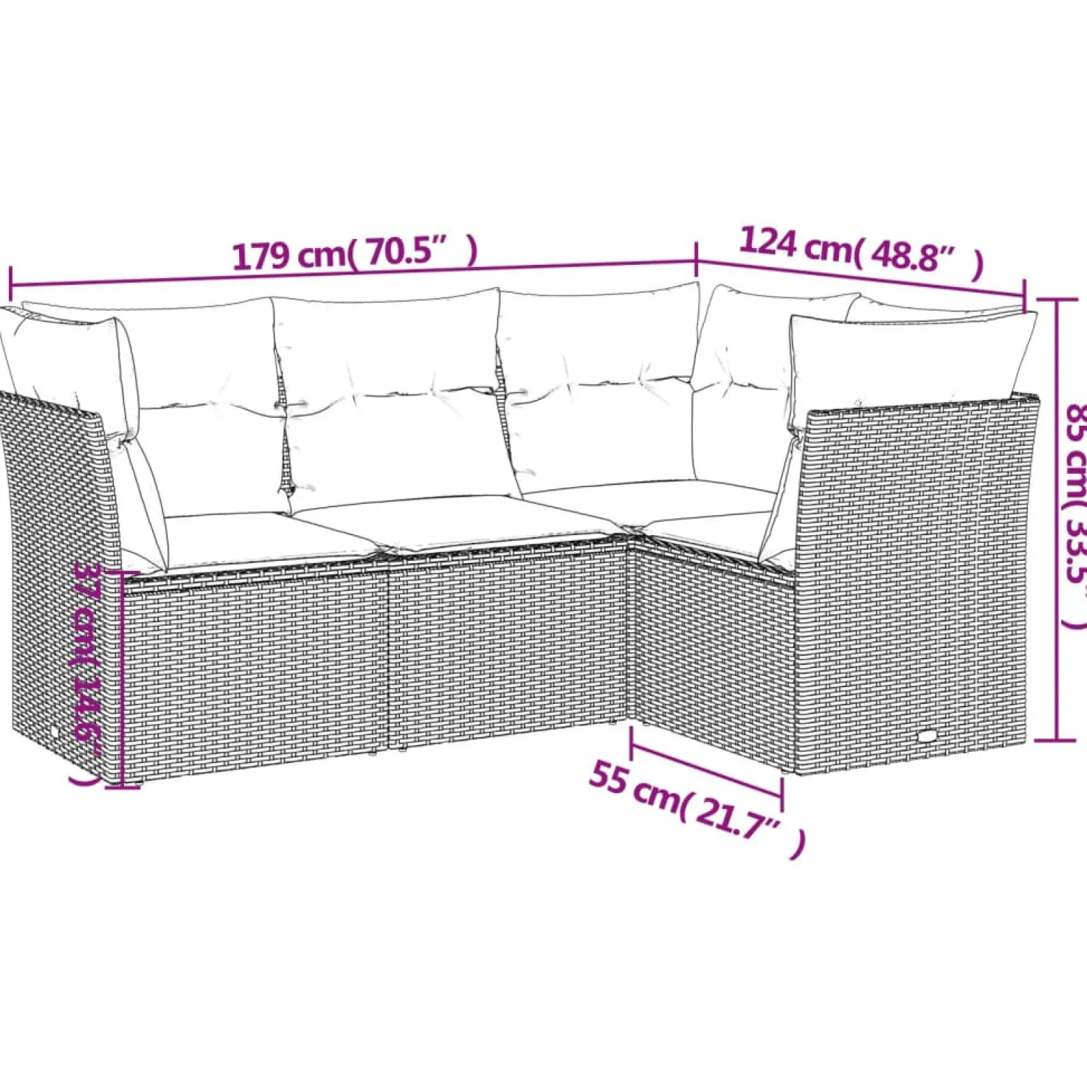 Zestaw mebli ogrodowych czarny technorattan komplet mebli na taras balkon