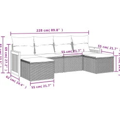 Zestaw mebli ogrodowych czarny technorattan komplet wypoczynkowy na ogród