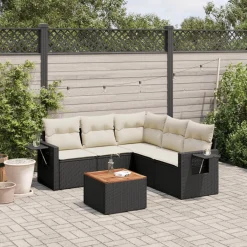 Zestaw mebli ogrodowych czarny technorattan komplet mebli na taras balkon
