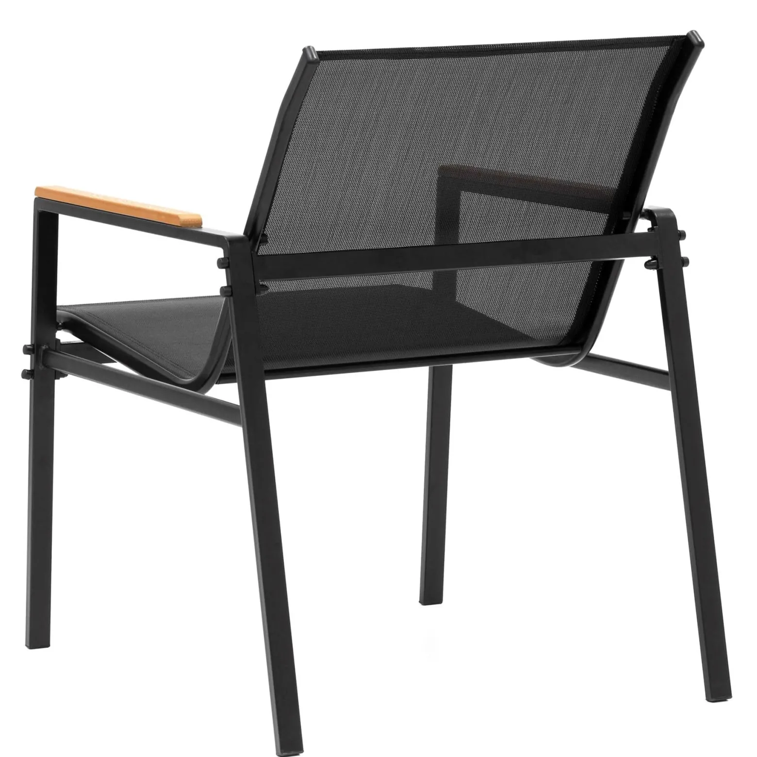 Zestaw mebli ogrodowych dla 4 osób sofa, krzesła, stolik metalowe, czarne