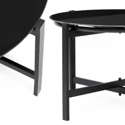 Zestaw mebli ogrodowych dla 4 osób sofa, krzesła, stolik metalowe, czarne