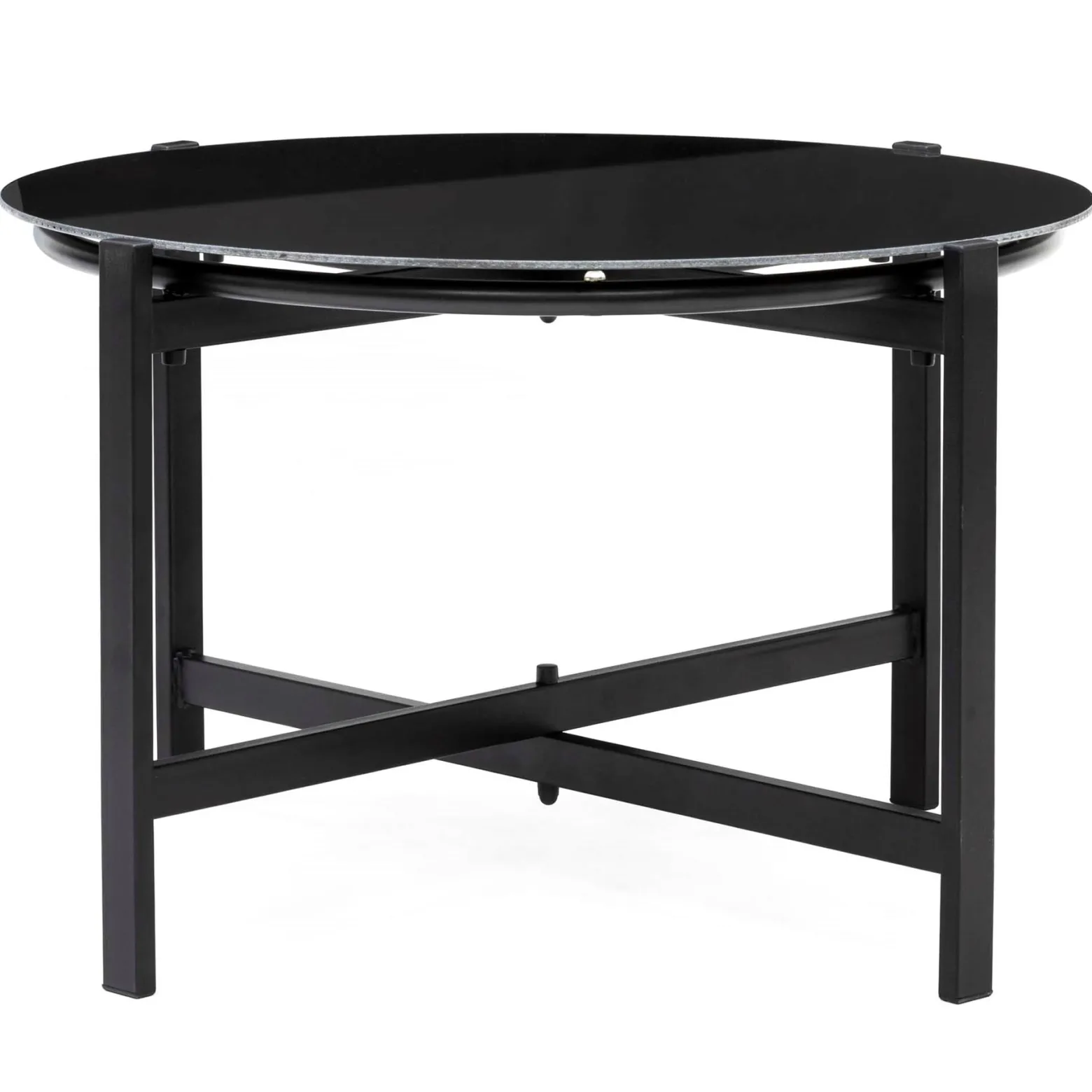 Zestaw mebli ogrodowych dla 4 osób sofa, krzesła, stolik metalowe, czarne