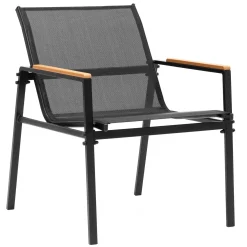 Zestaw mebli ogrodowych dla 4 osób sofa, krzesła, stolik metalowe, czarne