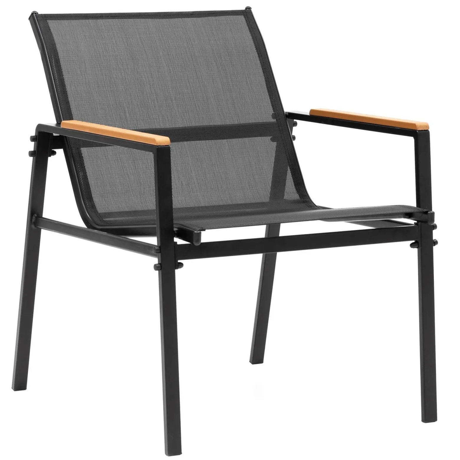 Zestaw mebli ogrodowych dla 4 osób sofa, krzesła, stolik metalowe, czarne