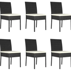 Zestaw Mebli Ogrodowych Jadalniany Rattan Czarny Stół 6 Krzeseł na Taras