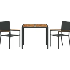 Zestaw Mebli Ogrodowych Komplet Jadalniany Stół 6 Krzeseł Polirattan Czarny