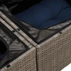 Zestaw Mebli Ogrodowych Modułowy Rattan Szary 4 Sofy Stół na Ogród