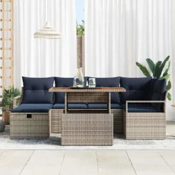 Zestaw Mebli Ogrodowych Modułowy Rattan Szary Sofa na Taras Ogród