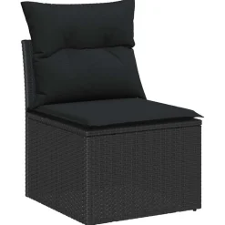 Zestaw Mebli Ogrodowych Modułowy Rattan Czarny Sofy Narożnik Stół na Taras