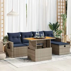 Zestaw Mebli Ogrodowych Stół Rattan Poduszki Do Ogrodu Na Taras Na Balkon