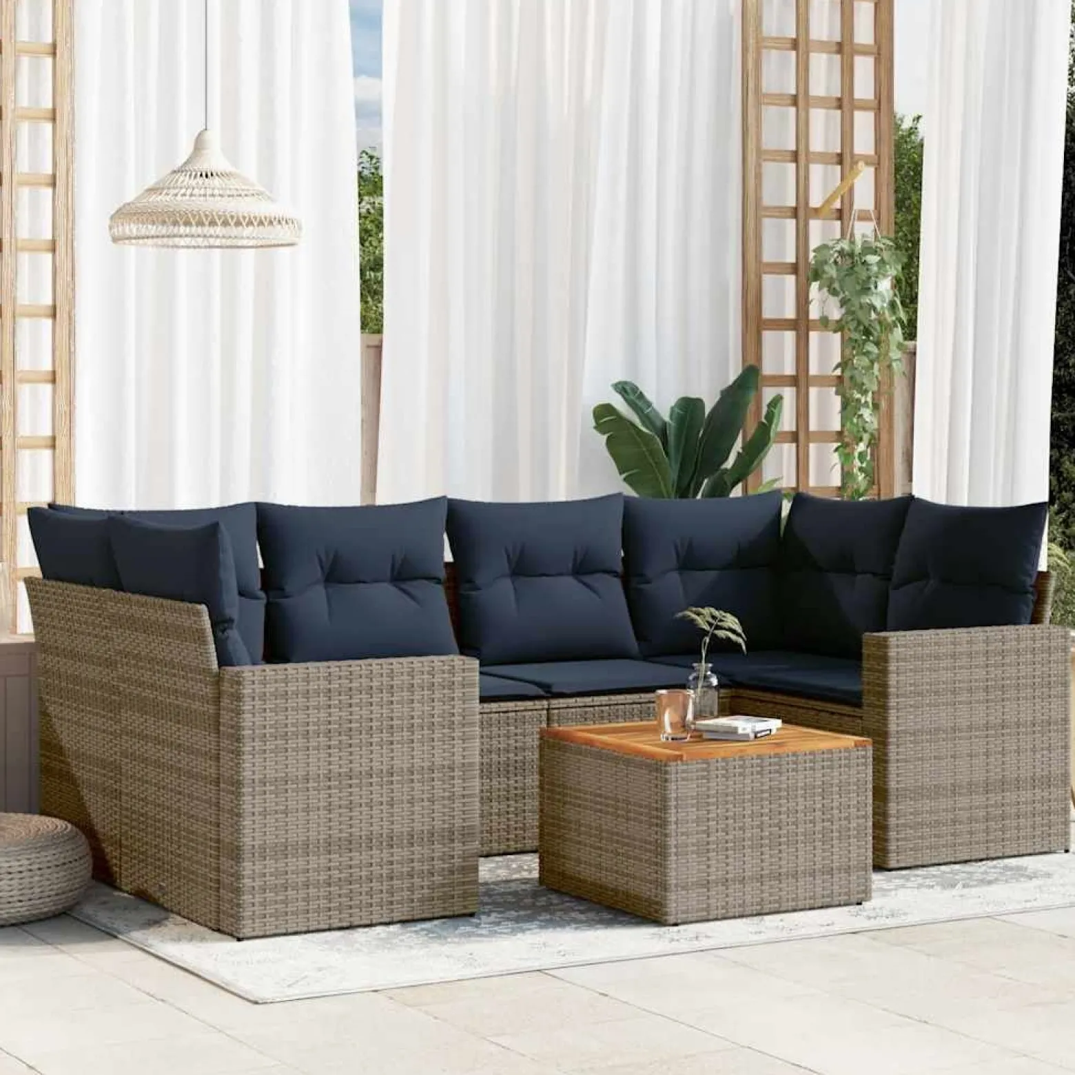 Zestaw Mebli Ogrodowych Stół Rattan Poduszki Do Ogrodu Na Taras Na Patio
