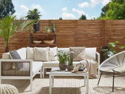 Zestaw mebli ogrodowych stół sofa biały