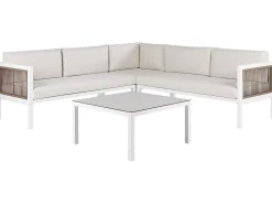 Zestaw mebli ogrodowych stół sofa biały