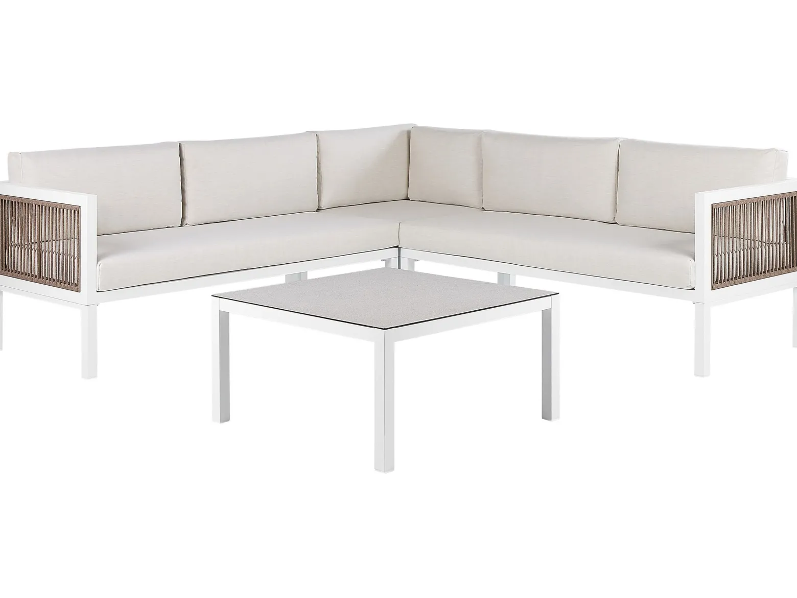 Zestaw mebli ogrodowych stół sofa biały