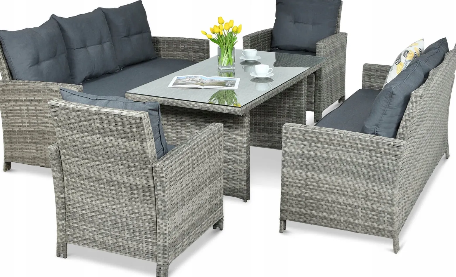 Zestaw Mebli Ogrodowych Technorattan IBIZA FAMILY Sofa Stół Fotel na Taras