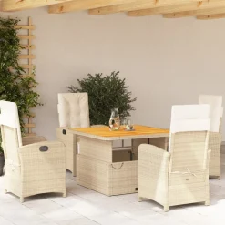 Zestaw mebli ogrodowych technorattan beż stół krzesła na taras ogród balkon