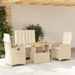 Zestaw mebli ogrodowych technorattan beż stół krzesła na taras ogród balkon