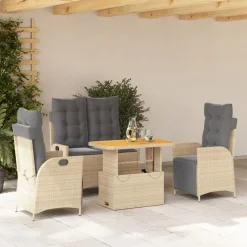 Zestaw mebli ogrodowych technorattan beż stół krzesła na taras ogród balkon