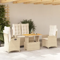 Zestaw mebli ogrodowych technorattan beż stół krzesła na taras ogród balkon
