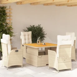 Zestaw mebli ogrodowych technorattan beż stół krzesła na taras ogród balkon