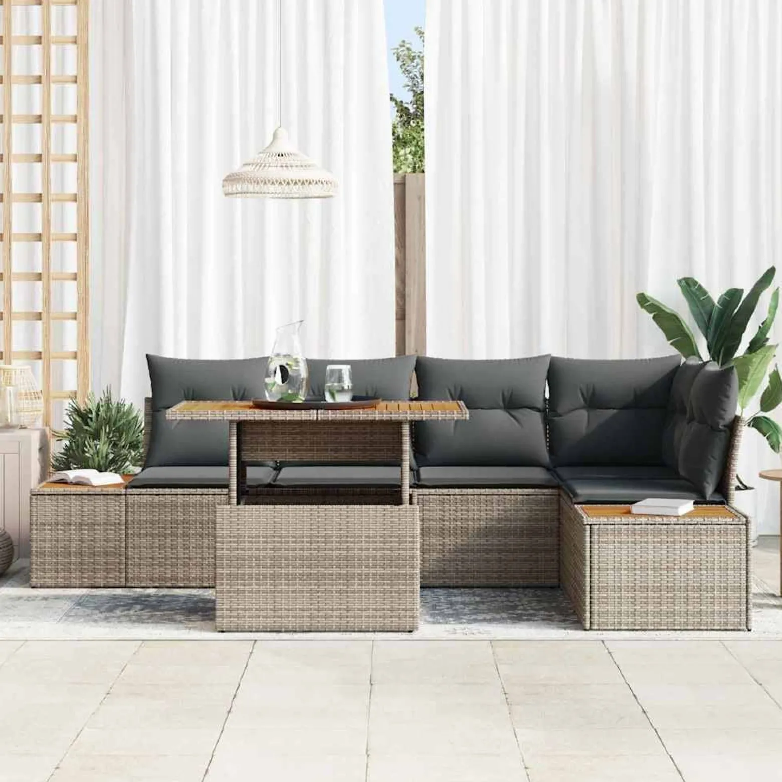 Zestaw Mebli Ogrodowych Wypoczynkowy Sofy Stolik Rattan Na Patio Na Balkon