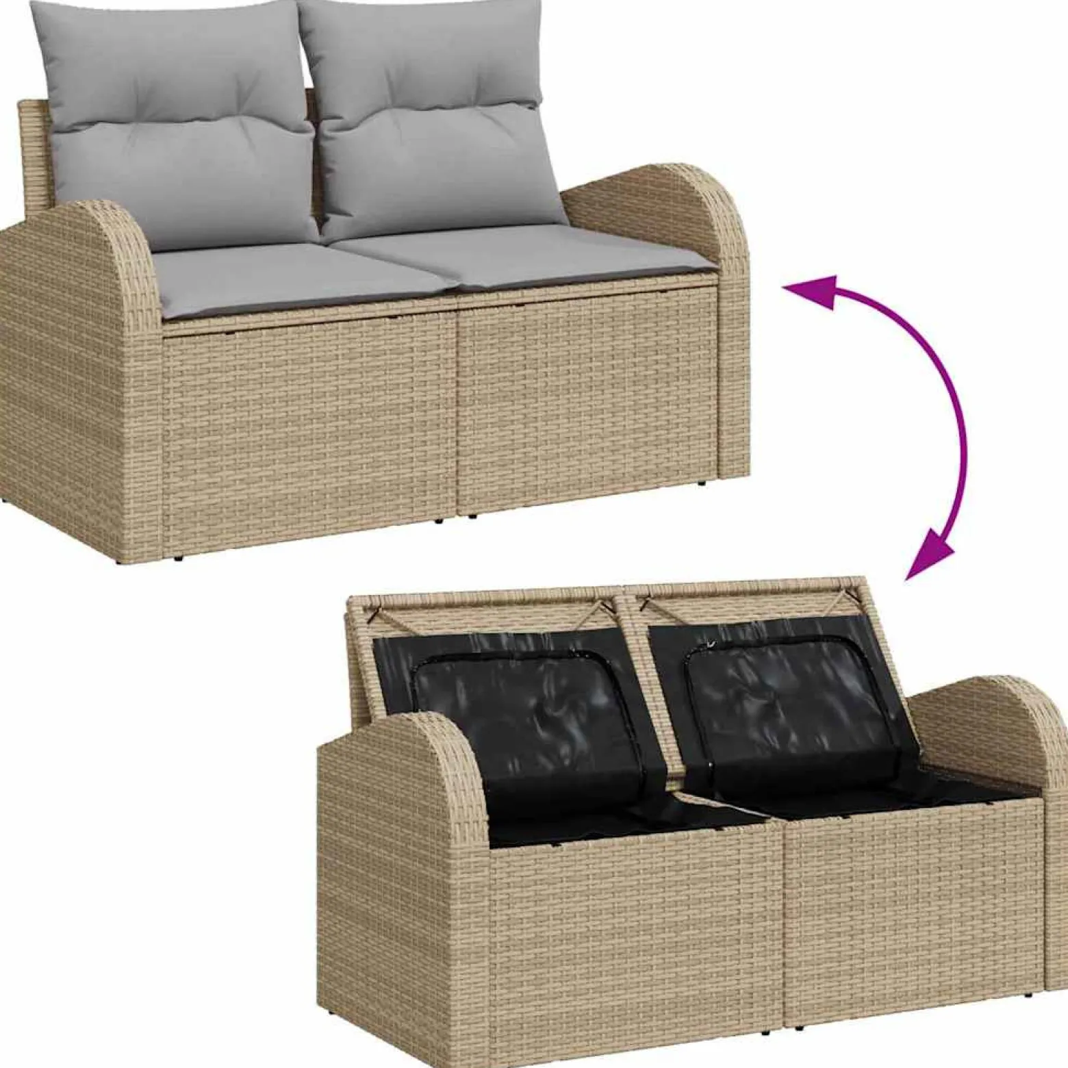 Zestaw Mebli Ogrodowych Wypoczynkowy Sofy Stolik Podnóżek Rattan Na Balkon