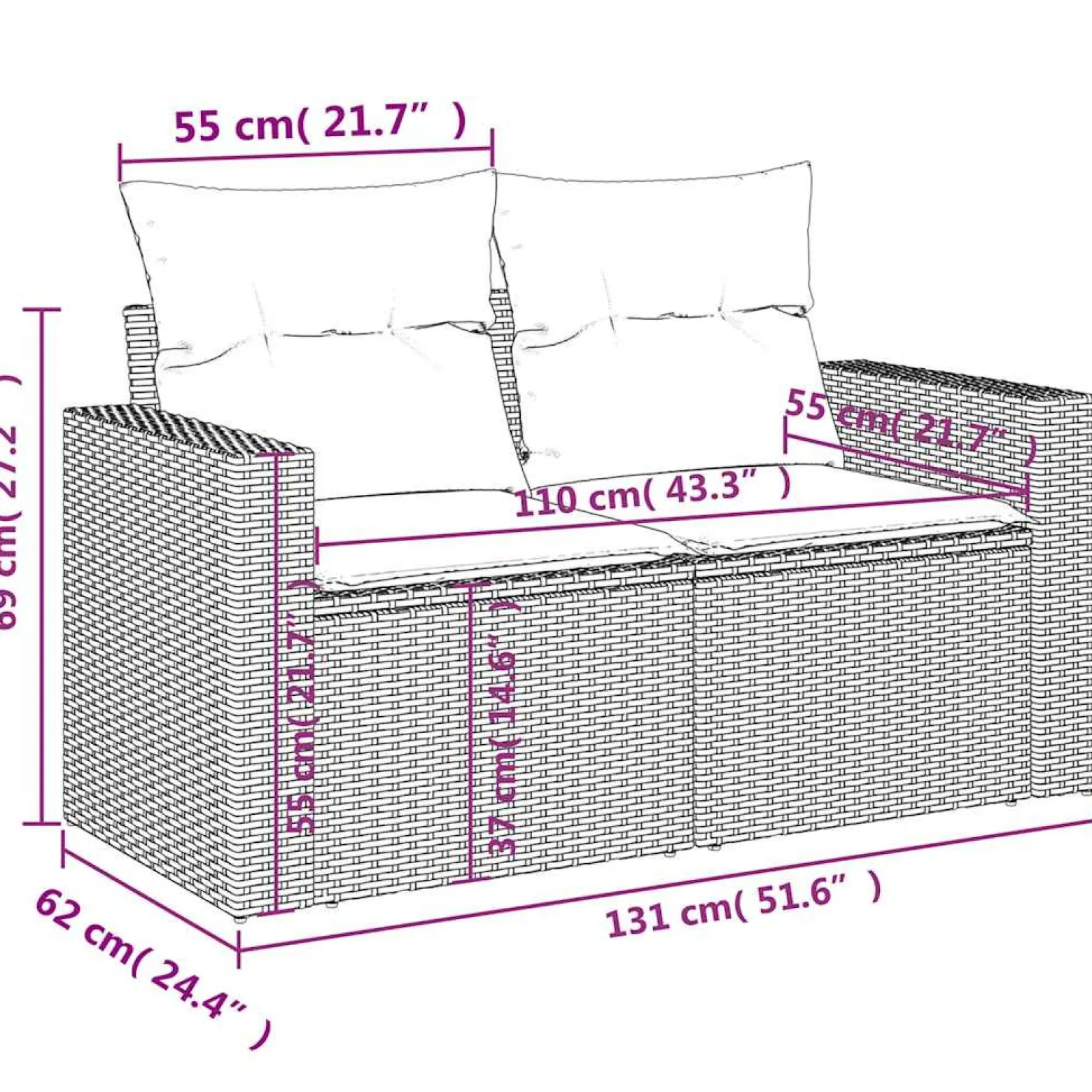 Zestaw Mebli Ogrodowych Wypoczynkowy Rattan Czarny Sofa Stół Taras