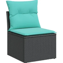Zestaw Mebli Ogrodowych Wypoczynkowy Rattan Czarny Sofa Stół Taras
