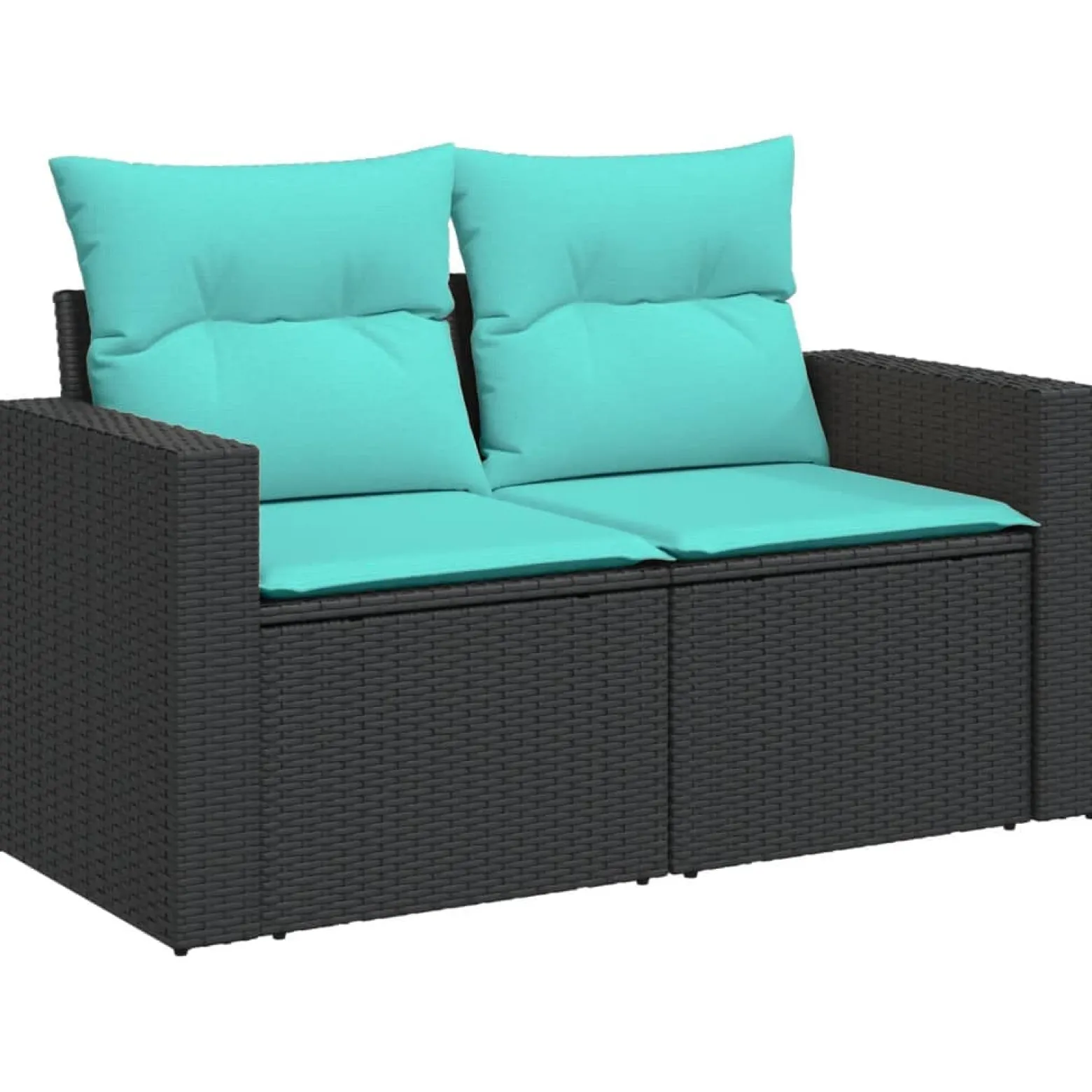 Zestaw Mebli Ogrodowych Wypoczynkowy Rattan Czarny Sofa Stół Taras