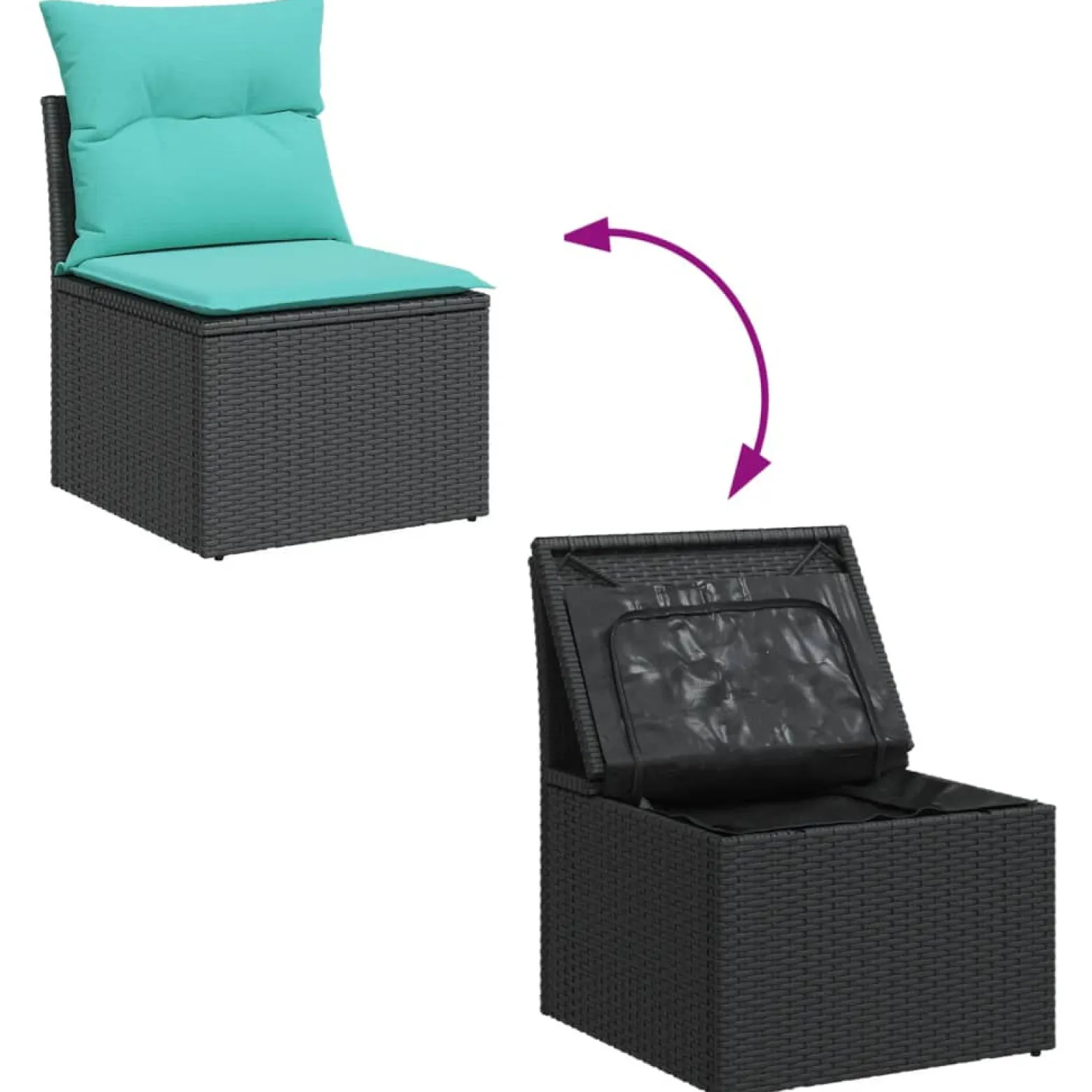 Zestaw Mebli Ogrodowych Wypoczynkowy Rattan Czarny Sofa Stół Taras