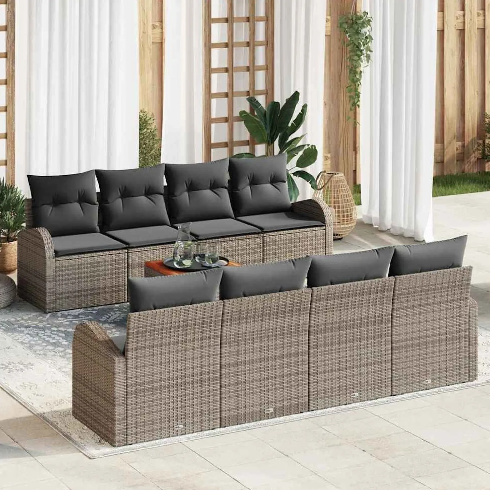 Zestaw Mebli Ogrodowych Wypoczynkowy Sofy Stolik Rattan Na Patio Na Taras