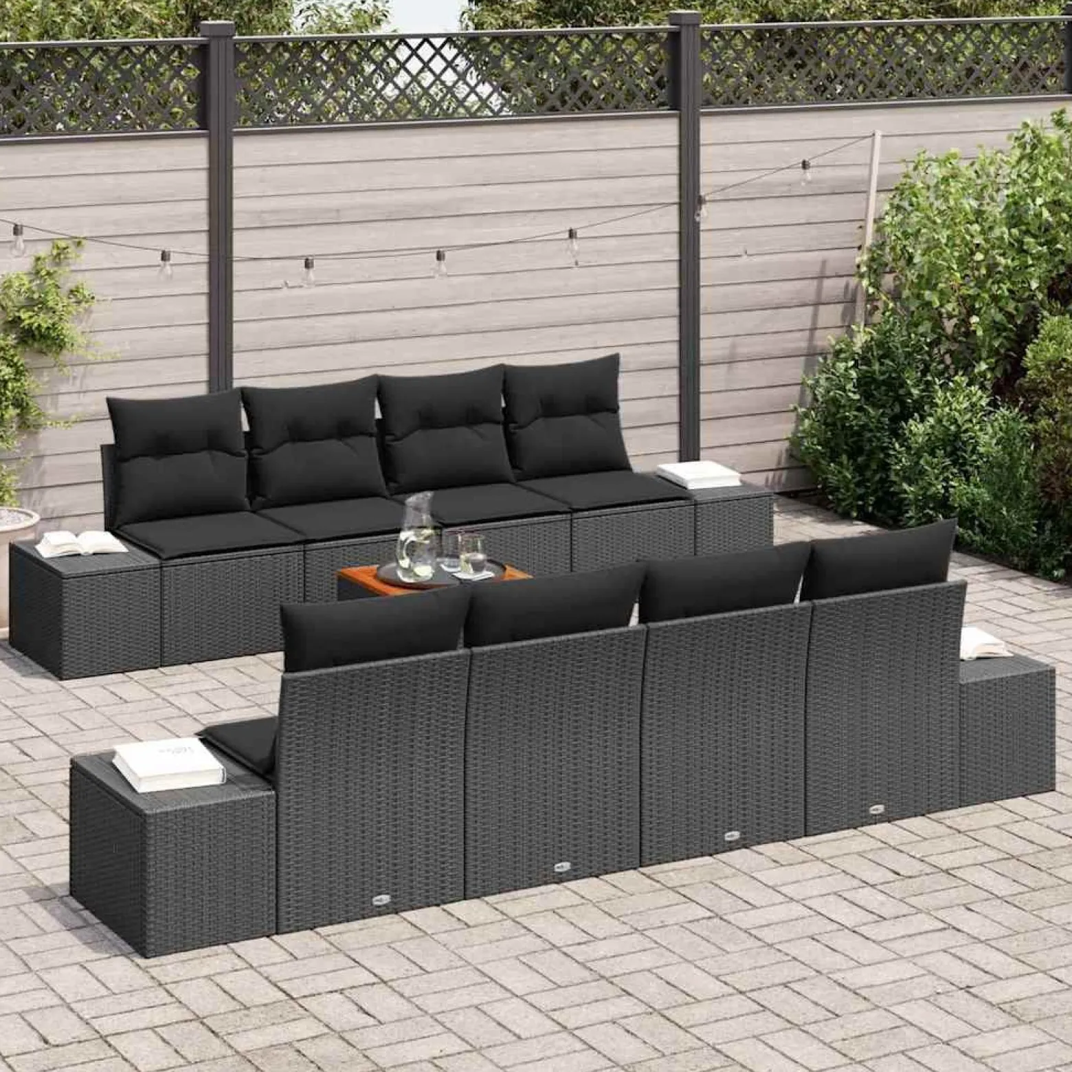 Zestaw Mebli Ogrodowych Wypoczynkowy Sofy Stolik Rattan Na Patio Na Taras
