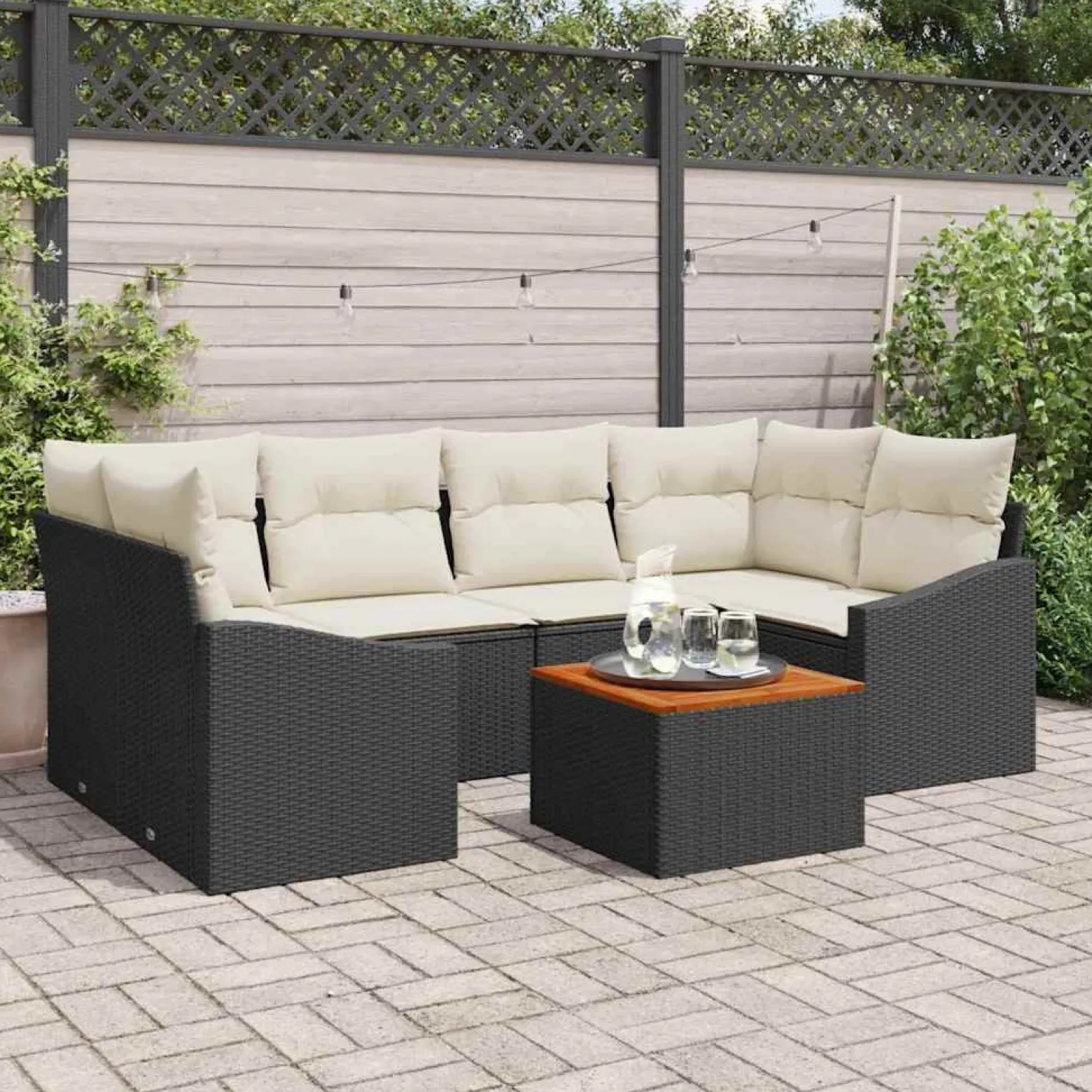 Zestaw Mebli Ogrodowych Wypoczynkowy Sofy Stolik Rattan Na Patio Na Taras