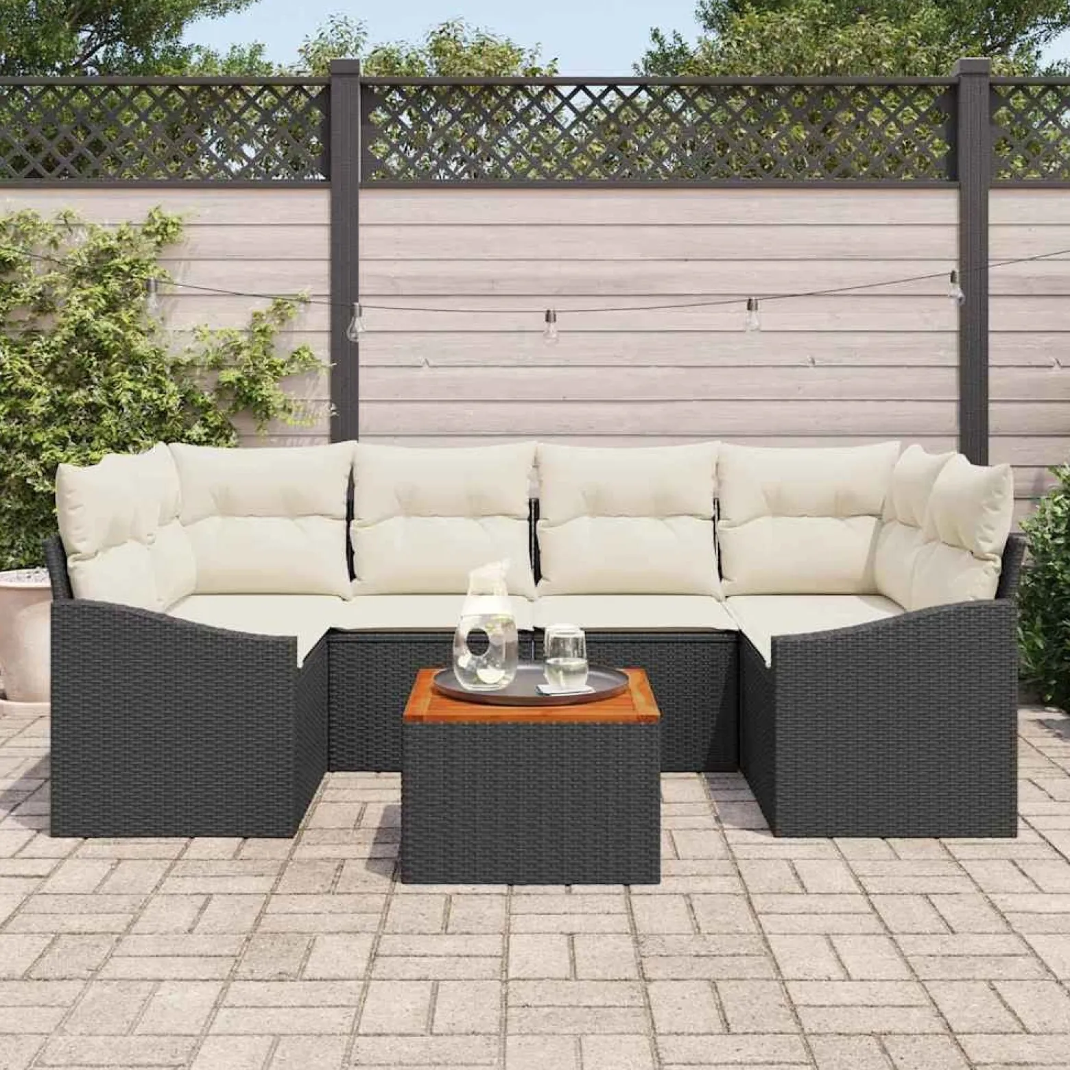 Zestaw Mebli Ogrodowych Wypoczynkowy Sofy Stolik Rattan Na Patio Na Taras