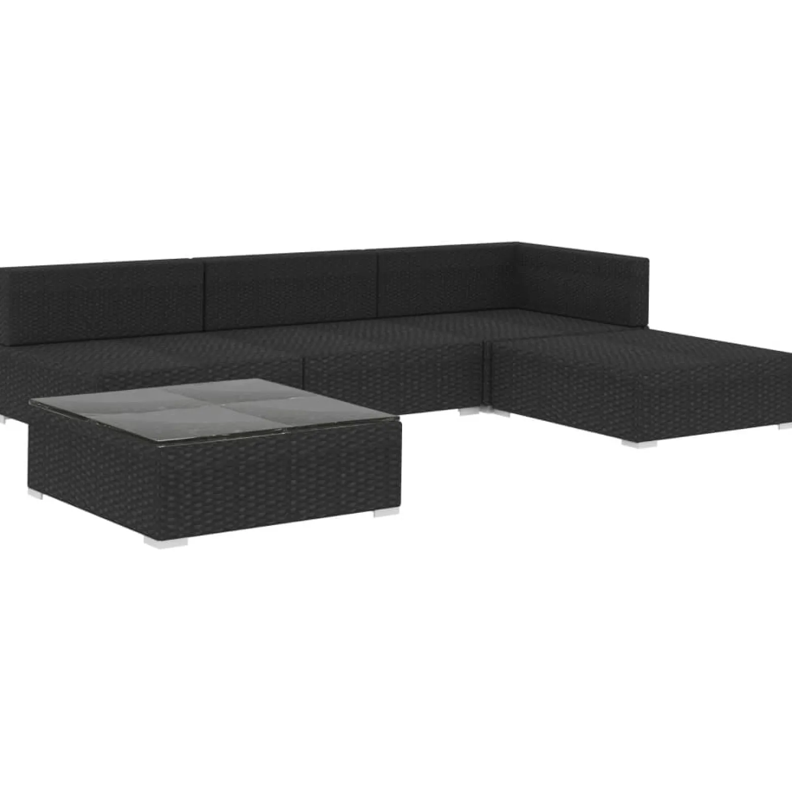 Zestaw Mebli Ogrodowych Wypoczynkowy Sofy Stolik Podnóżek Rattan Na Patio