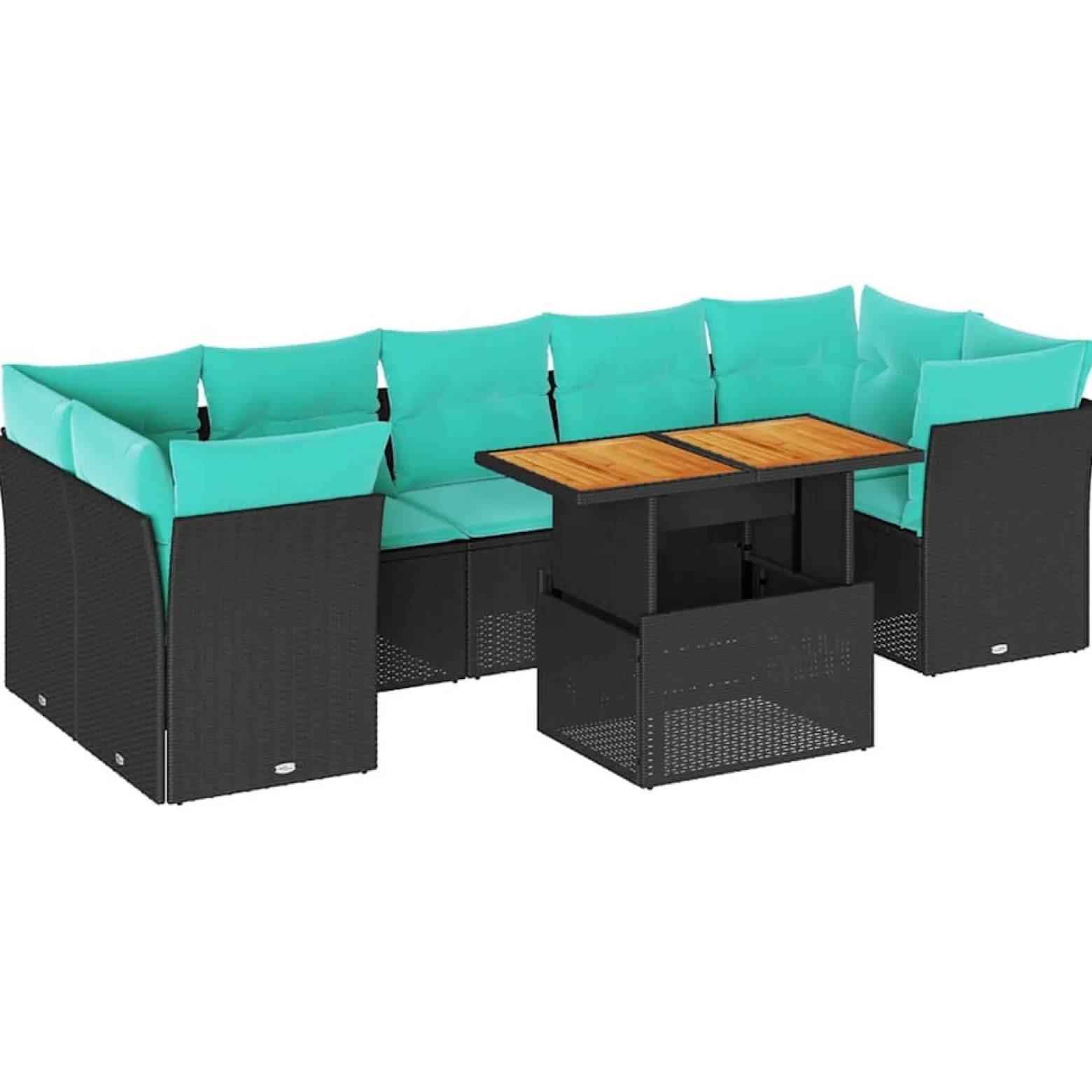 Zestaw Mebli Ogrodowych Wypoczynkowy Rattan Czarny Sofa Stół Taras