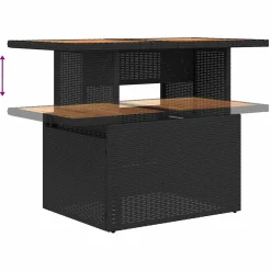 Zestaw Mebli Ogrodowych Wypoczynkowy Rattan Czarny Sofa Stół Taras