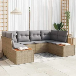 Zestaw Mebli Ogrodowych Wypoczynkowy Sofy Rattan Poduszki Na Patio