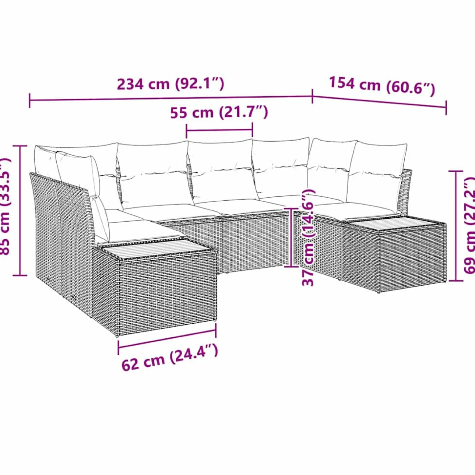 Zestaw Mebli Ogrodowych Wypoczynkowy Sofy Rattan Poduszki Na Patio