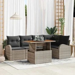 Zestaw Mebli Ogrodowych Wypoczynkowy Sofy Stolik Rattan Na Patio Na Taras