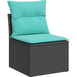 Zestaw Mebli Ogrodowych Wypoczynkowy Rattan Czarny Sofa Stół na Taras
