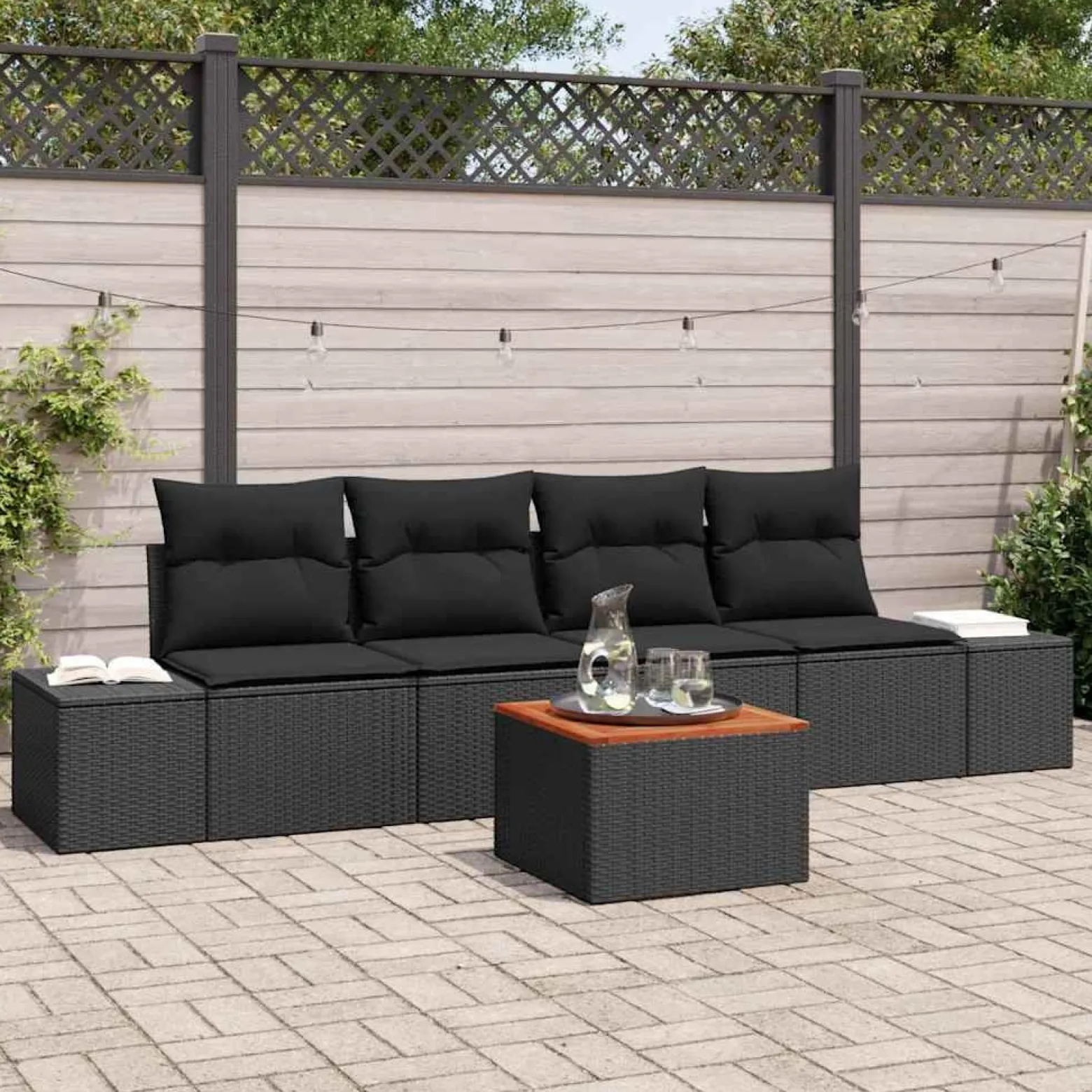 Zestaw Mebli Ogrodowych Wypoczynkowy Sofy Stolik Rattan Na Patio Na Taras