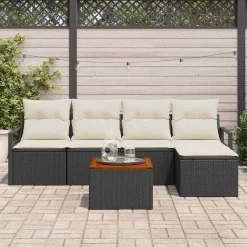 Zestaw Mebli Ogrodowych Wypoczynkowy Sofy Stolik Podnóżek Rattan Na Patio