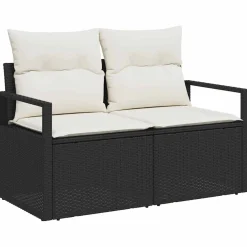 Zestaw Mebli Ogrodowych Wypoczynkowy Sofy Stolik Podnóżek Rattan Na Patio