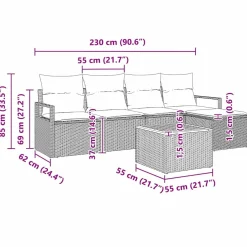 Zestaw Mebli Ogrodowych Wypoczynkowy Sofy Stolik Podnóżek Rattan Na Patio